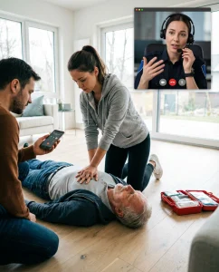 Rianimazione cardiopolmonare in ambiente domestico con assistenza telefonica dei servizi di emergenza.